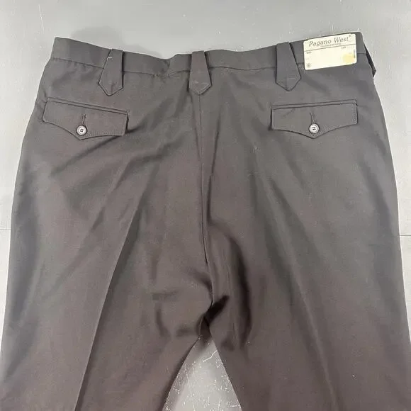 VTG Pagano West Tuxedo Pant Mens 40 Black Striped Wool Blend 41" Waist NWT USA - Picture 8 of 8